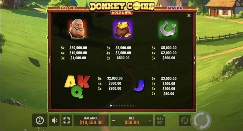 Donkey Coins Hold & Win - uwanja wenye ishara za Coin zinazonata